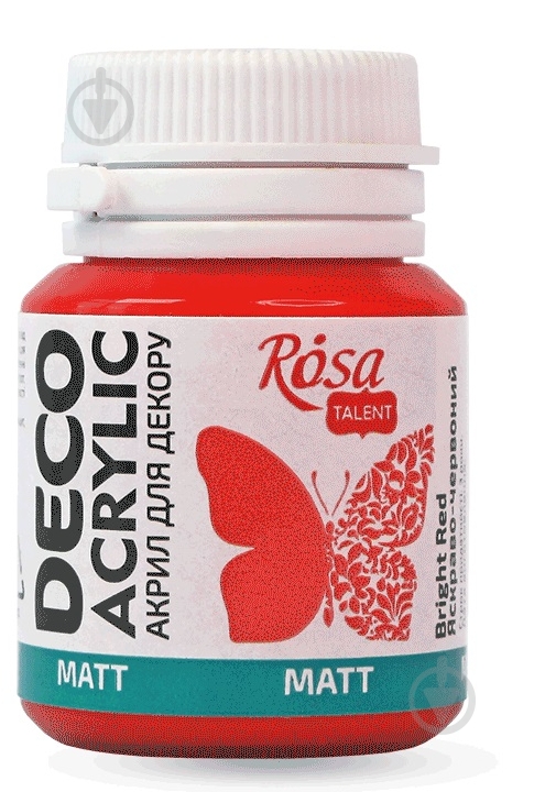 Акрил для декора Ярко-красный матовый 20 мл Rosa Talent - фото 1