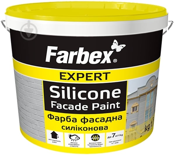 Краска фасадная силиконовая Farbex Expert Silicone fasad мат белый 14 кг - фото 1