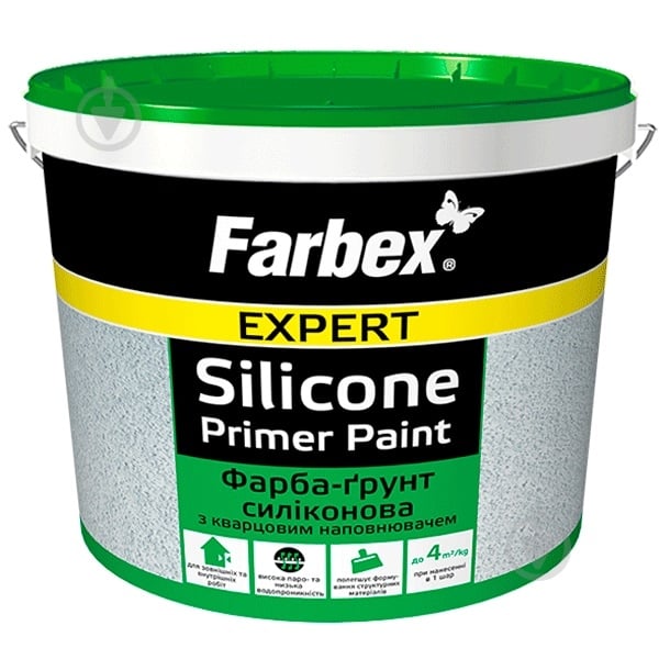 Грунтовочная краска силиконовая Farbex с кварцевым наполнителем белая мат белый 7 кг - фото 1
