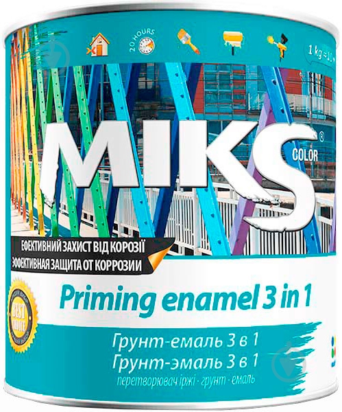 Ґрунт-емаль MIKS Color протикорозійна 3 в 1 графіт-сіра глянець 2,5 кг - фото 3