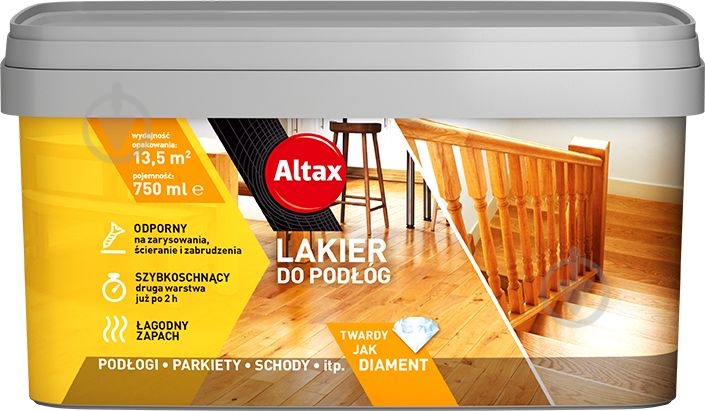 Лак паркетний Altax напівмат 0,75 л прозорий - фото 1 Лак паркетний Altax напівмат 0,75 л прозорий - фото 1