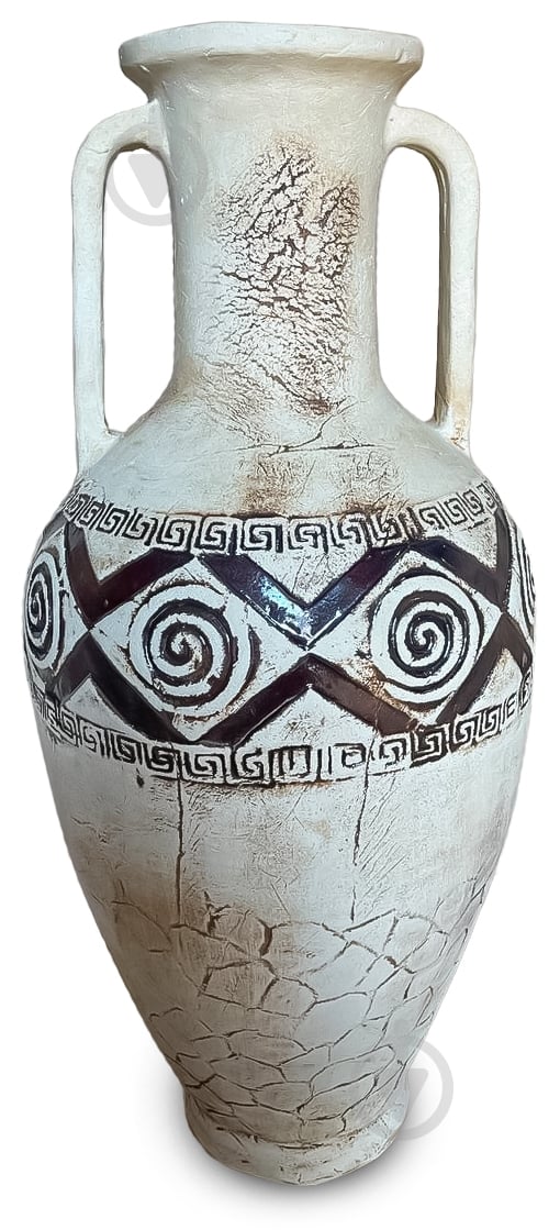 Вазон декоративный шамот Рима Б фигурный античный коричневый с белым Наша Кераміка - фото 1 Вазон декоративный шамот Рима Б фигурный античный коричневый с белым Наша Кераміка - фото 1