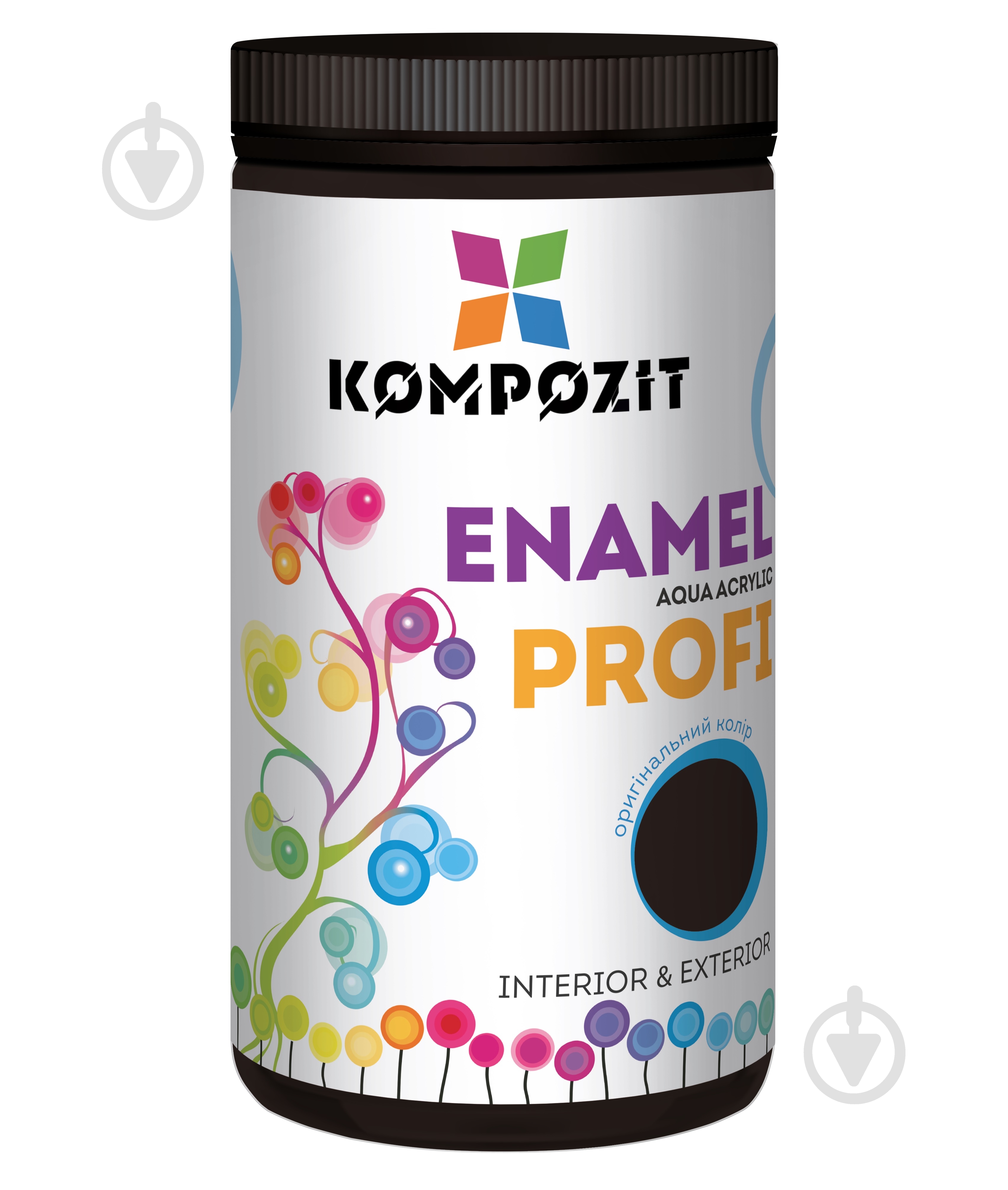 Эмаль Kompozit акриловая Profi черный глянец 0,8 л - фото 1