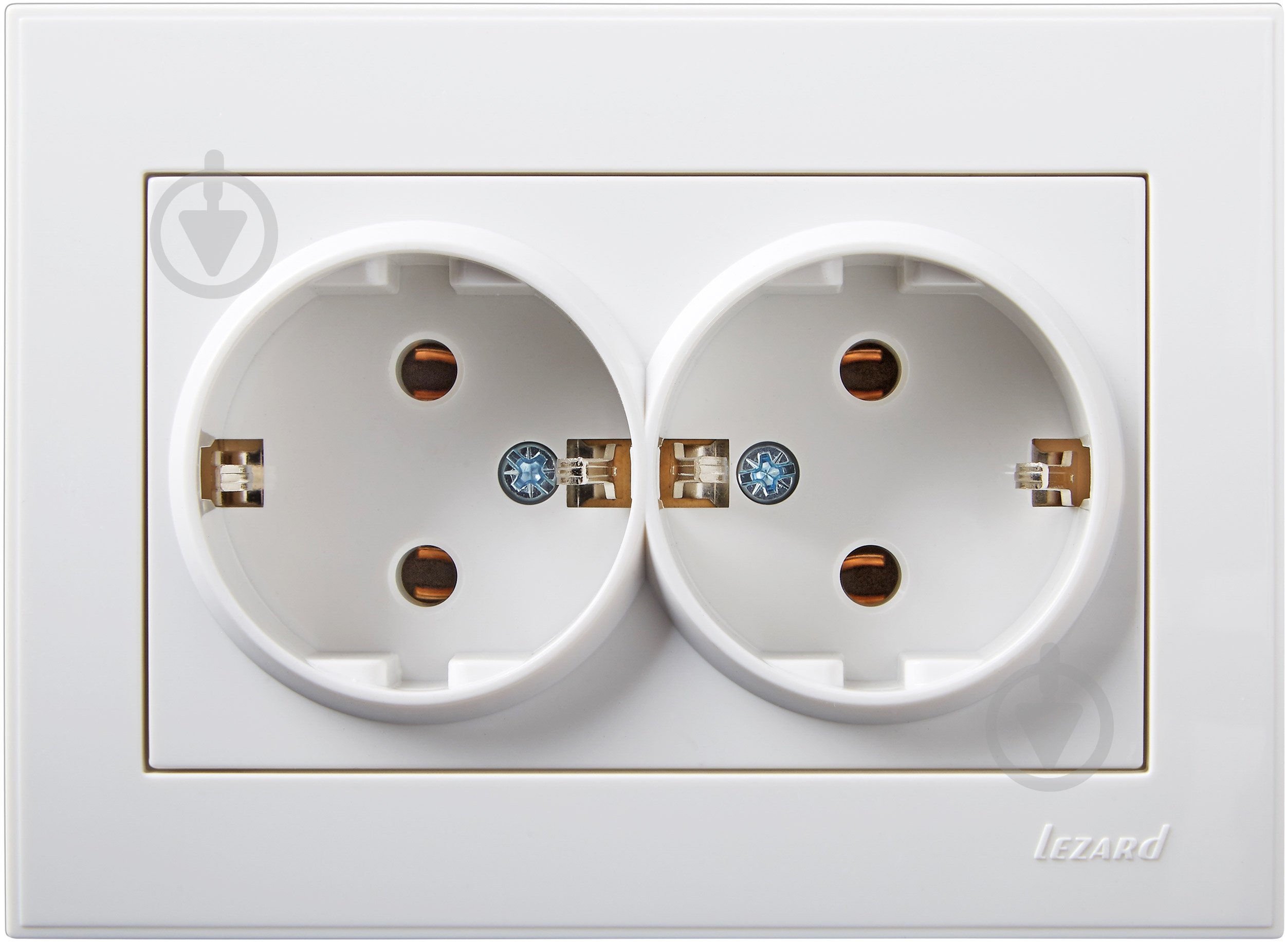 Розетка двойная с заземлением Lezard Rain без шторок белый 703-0202-127B - фото 1