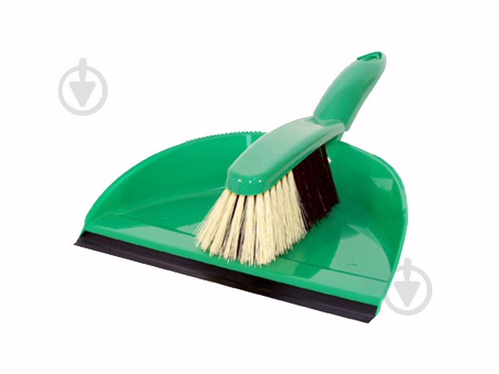 Совок со щеткой YAGA с резинкой AGD Pasterski зеленый 1071 - фото 1