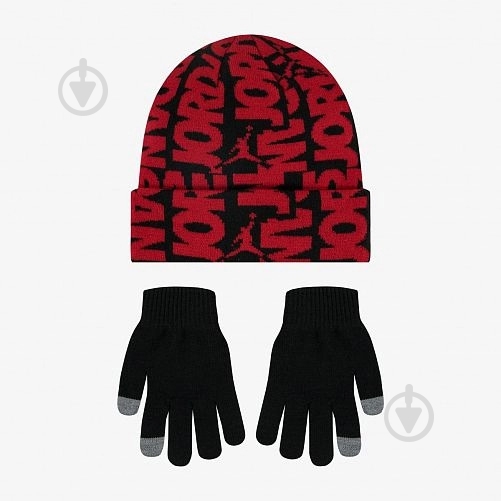 Комплект шапка+рукавички Nike JAN AJ AOP BEANIE SET 9A0792-KR5 р.one size червоний - фото 2