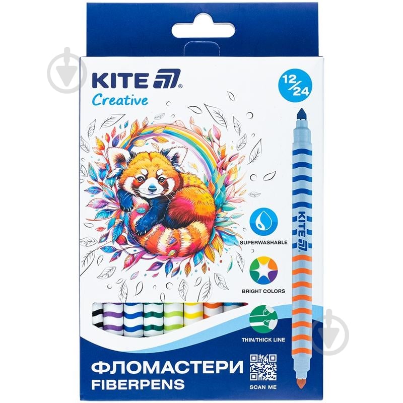Фломастеры двухсторонние Creative 12 шт. K-1151 KITE - фото 1 Фломастеры двухсторонние Creative 12 шт. K-1151 KITE - фото 1