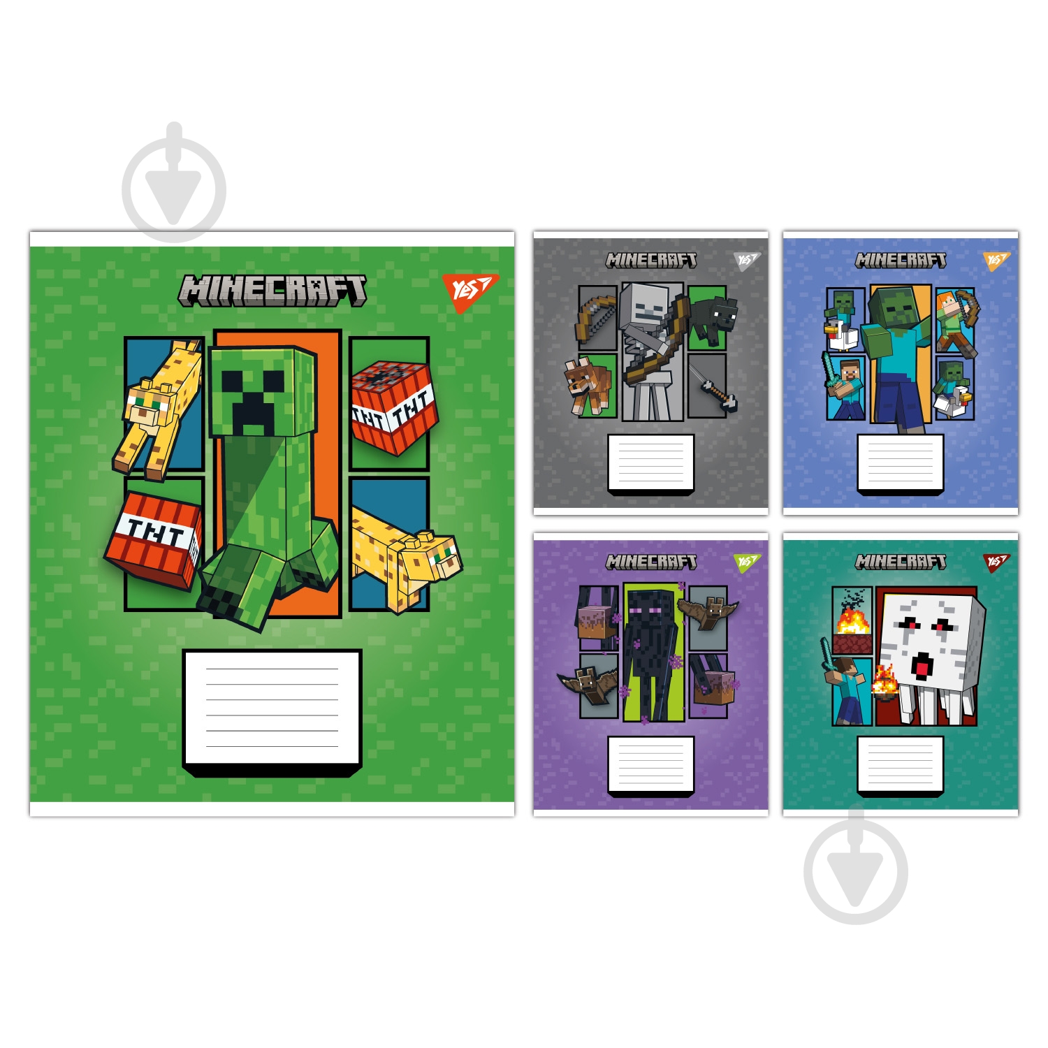 Набір шкільних зошитів Minecraft Arrows 18 аркушів клітинка 5 шт. YES - фото 1 Набір шкільних зошитів Minecraft Arrows 18 аркушів клітинка 5 шт. YES - фото 1