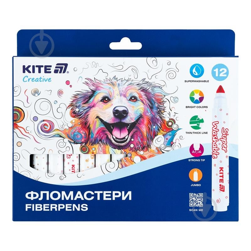 Набор фломастеров Creative Superwashable Jumbo 12 шт. K-1155 KITE - фото 1 Набор фломастеров Creative Superwashable Jumbo 12 шт. K-1155 KITE - фото 1