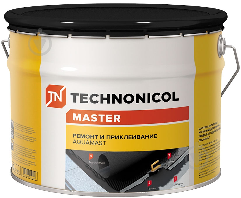 Мастика битумная TECHNONICOL Aquamast ремонт и приклеивание 10 кг - фото 1 Мастика битумная TECHNONICOL Aquamast ремонт и приклеивание 10 кг - фото 1
