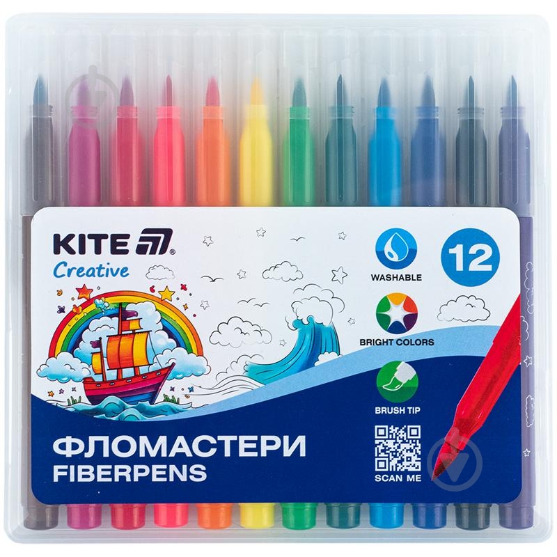 Фломастеры-кисточки Creative 12 шт. K-1150 KITE - фото 1