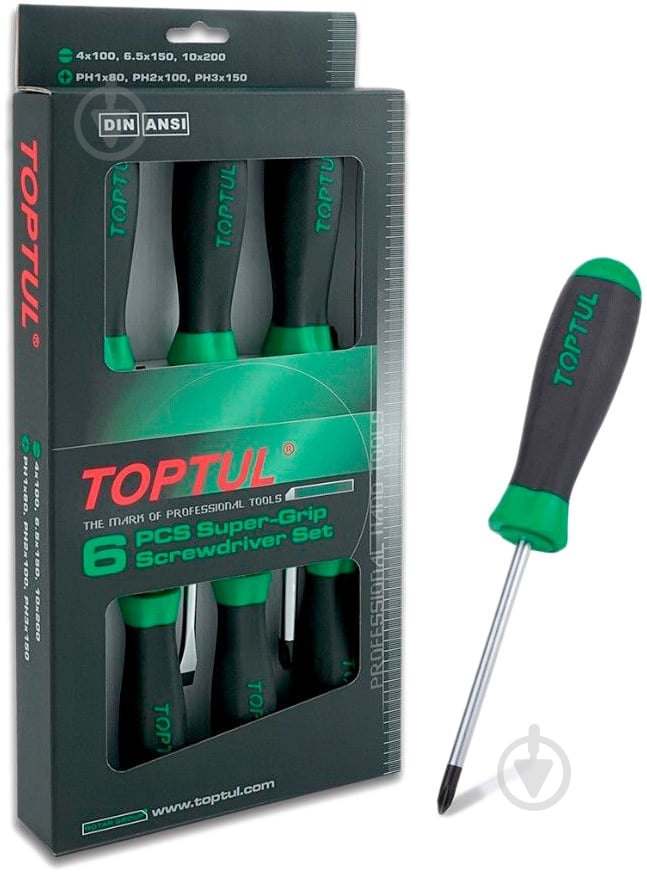 Набор отверток Toptul 6 шт. ×200 мм GAAE0611 - фото 1