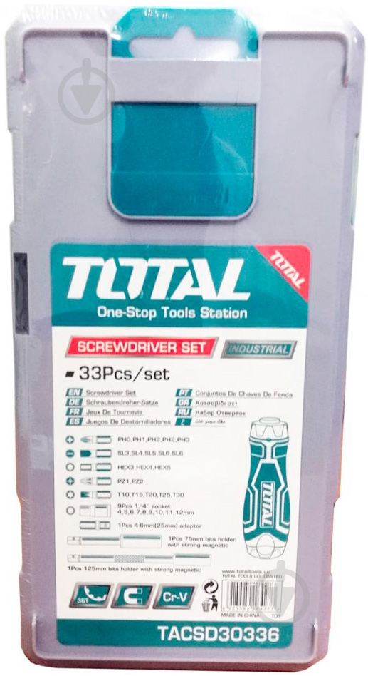 Отвертка со сменными насадками Total с набором бит и головок, 33 предмета × TACSD30336 - фото 4
