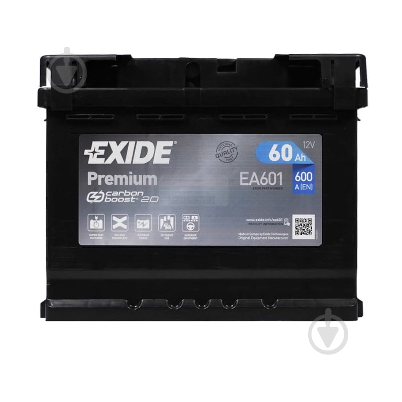 Акумулятор автомобільний EXIDE Premium Carbon Boost 2.0 47Ah 450A 12V «+» праворуч (EA472) - фото 1