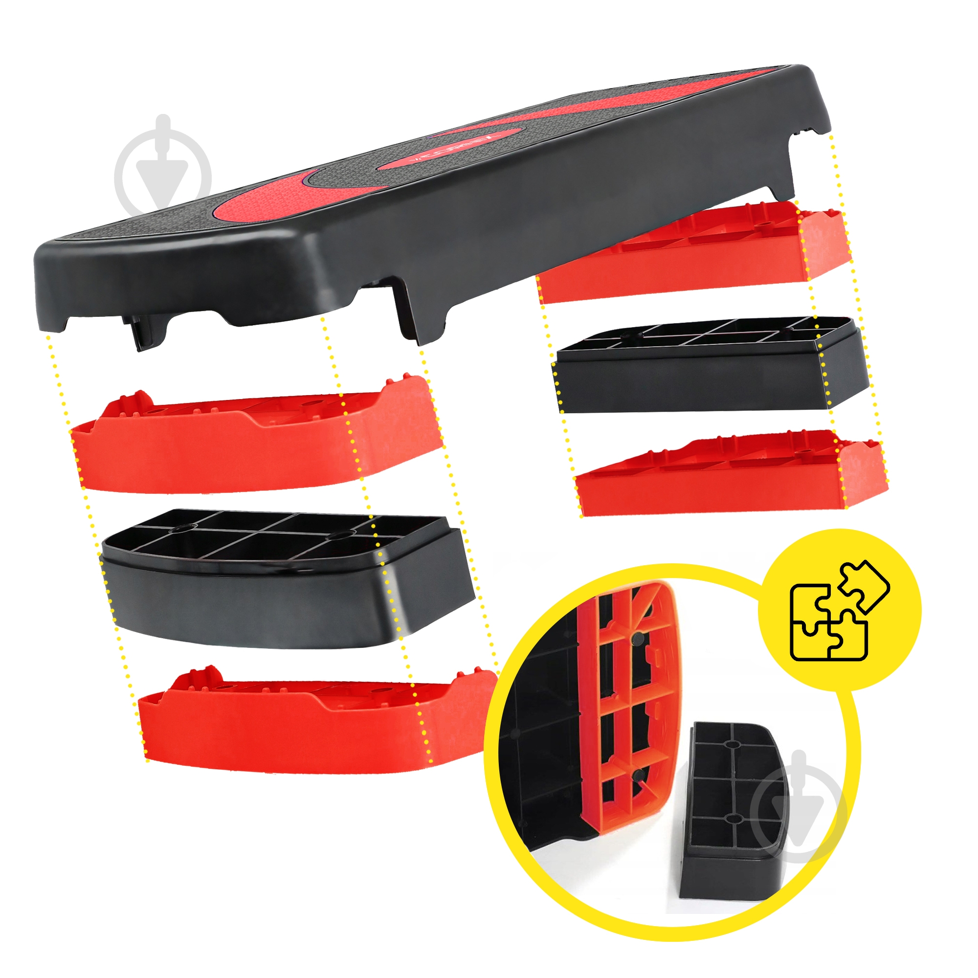 Степ-платформа Cornix 3-ступенчатая 78х29х10-20 см XR-0185 Black/Red - фото 8