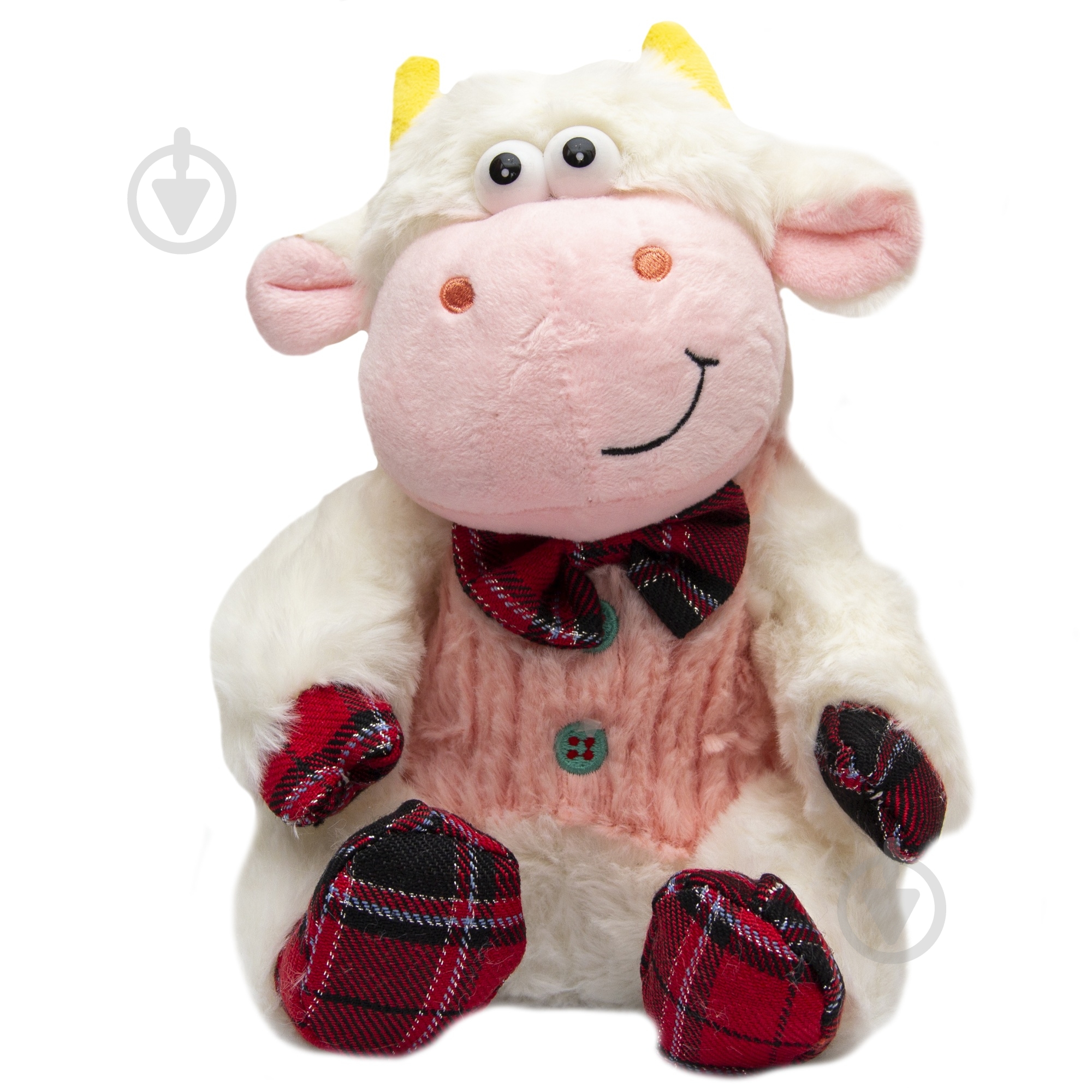 М'яка іграшка Девілон Бичок у рожевому жилеті 20 см білий із рожевим 394547 - фото 1