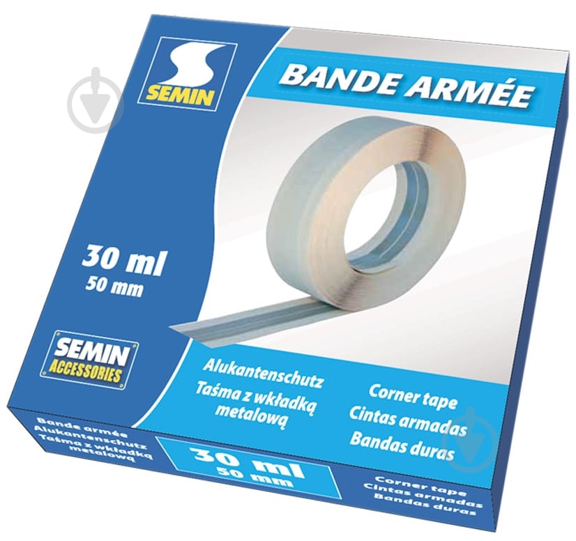 Углоформирующая лента SEMIN Bande Armee с металлическим вкладышем 50мм 30м - фото 1 Углоформирующая лента SEMIN Bande Armee с металлическим вкладышем 50мм 30м - фото 1