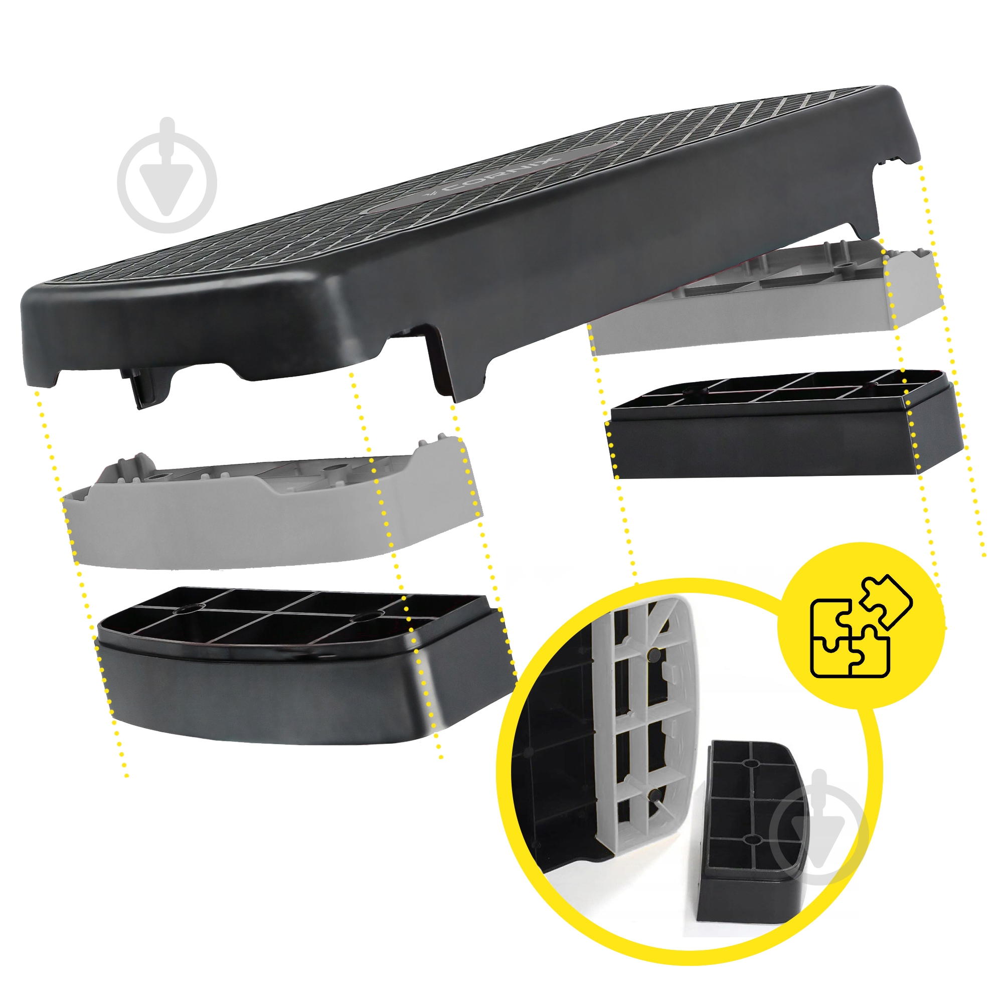 Степ-платформа Cornix 2-ступінчаста 68х28х10-15 см XR-0189 Black/Grey - фото 6 Степ-платформа Cornix 2-ступінчаста 68х28х10-15 см XR-0189 Black/Grey - фото 6