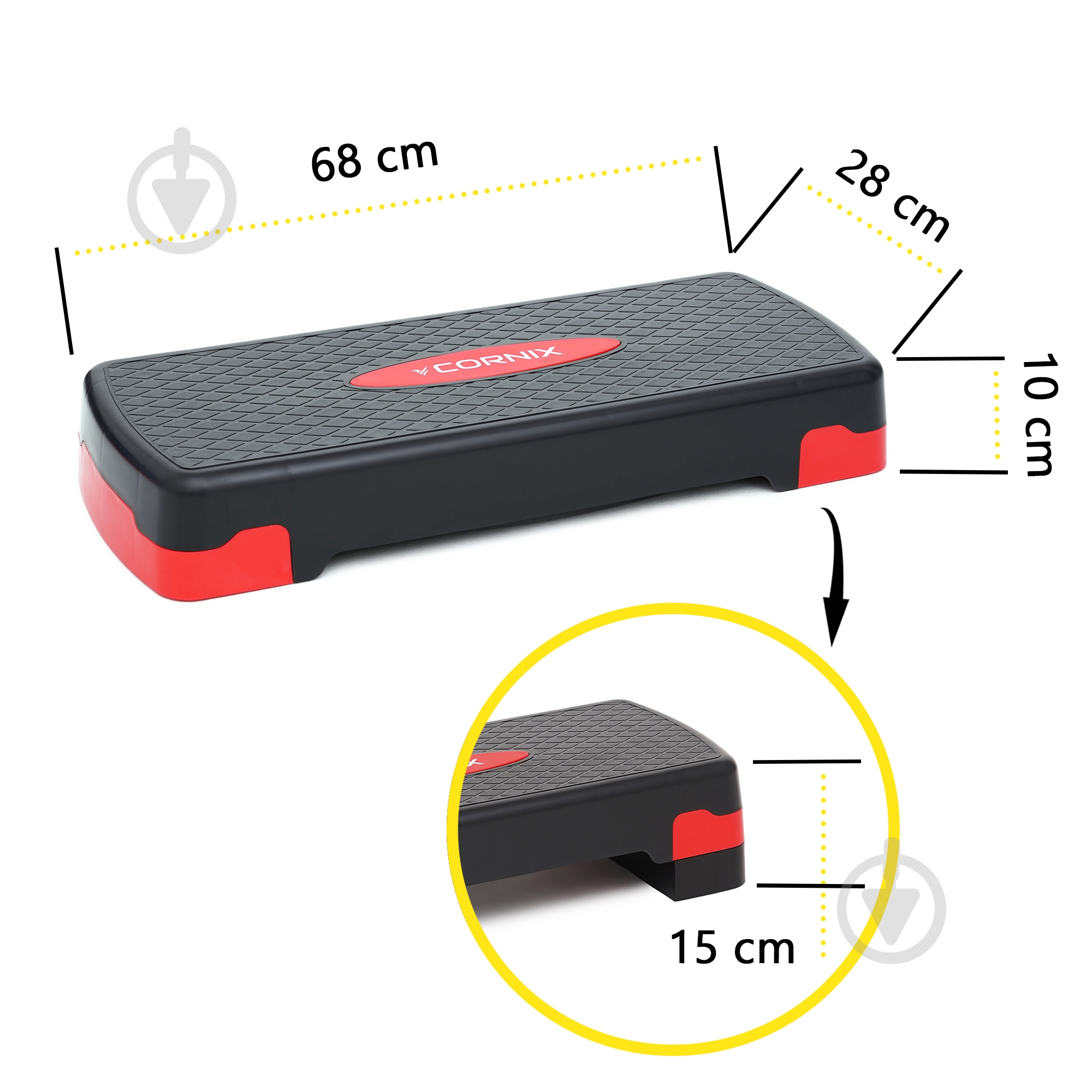 Степ-платформа Cornix 2-ступенчатая 68х28х10-15 см XR-0190 Black/Red - фото 10 Степ-платформа Cornix 2-ступенчатая 68х28х10-15 см XR-0190 Black/Red - фото 10