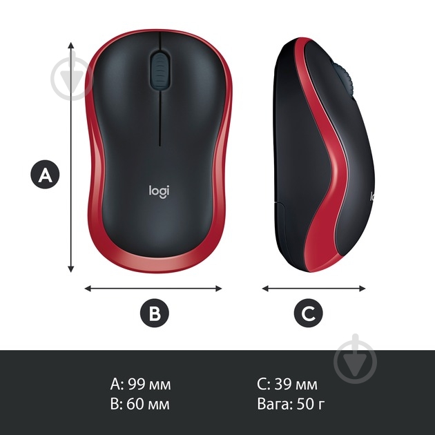 Мишка Wireless Mouse M185 red (L910-002237) - фото 4