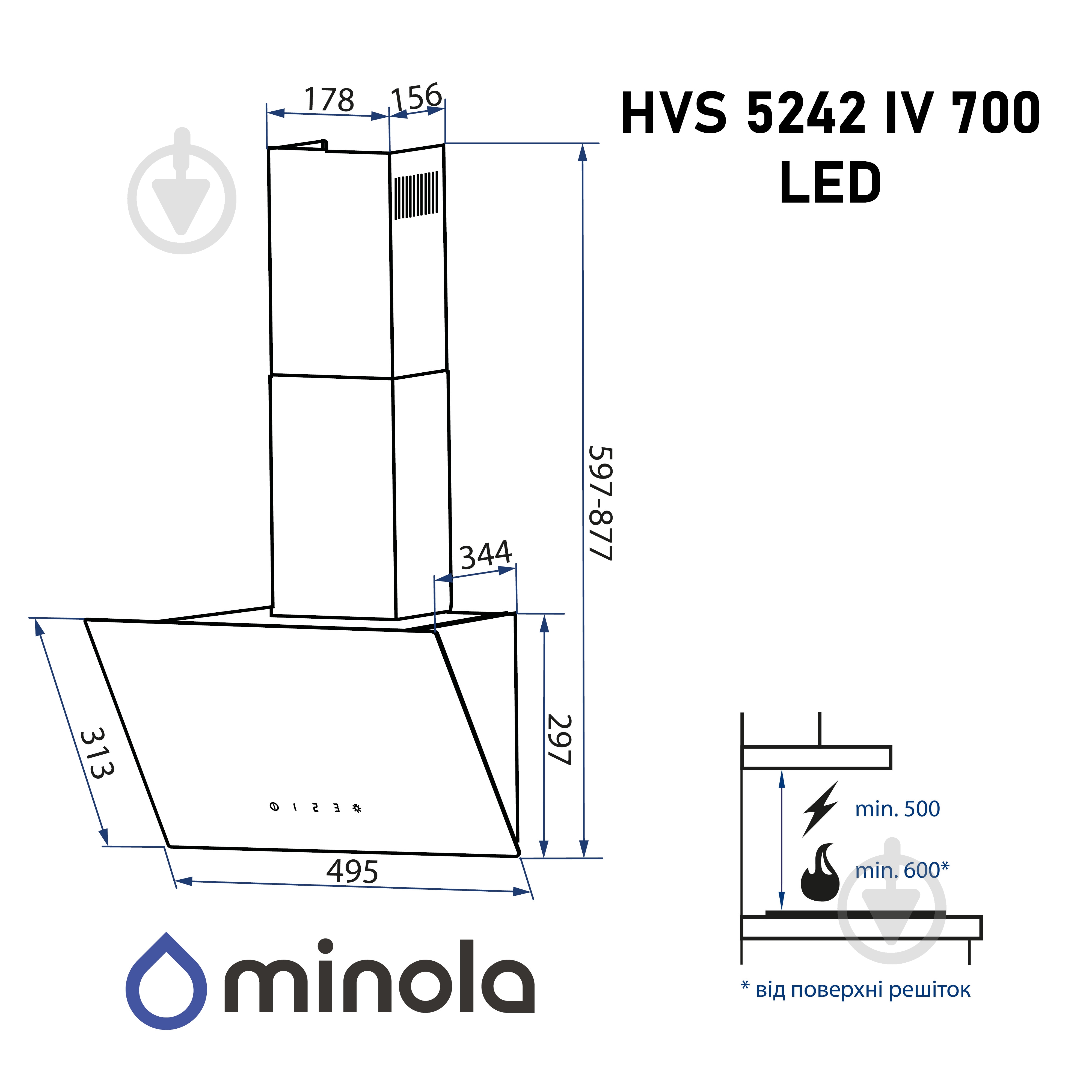 Вытяжка Minola HVS 5242 IV 700 LED - фото 14