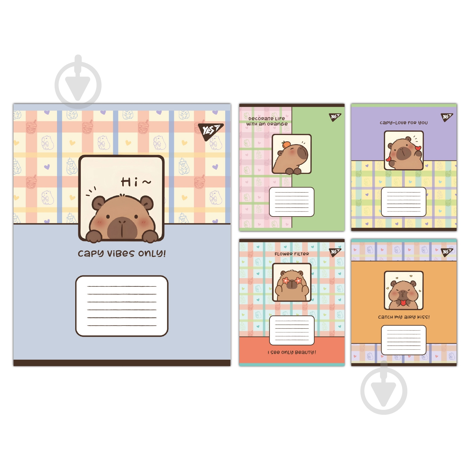 Набор школьных тетрадей Capy vibes 18 листов линия 5 шт. YES - фото 1