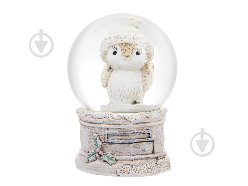 Снежный шар Lefard совушка 192-119 6,5х4,5х4,5 см серебряный - фото 1