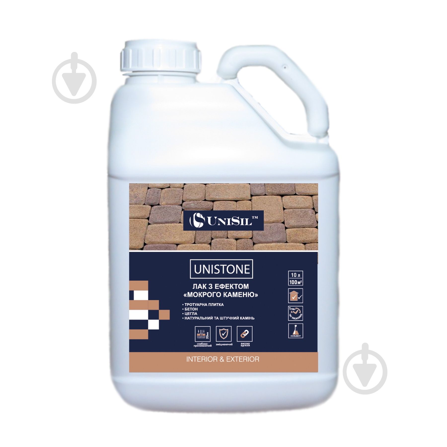 Лак акриловый с эффектом мокрого камня Unistone UniSil мат бесцветный 5 л - фото 1 Лак акриловый с эффектом мокрого камня Unistone UniSil мат бесцветный 5 л - фото 1