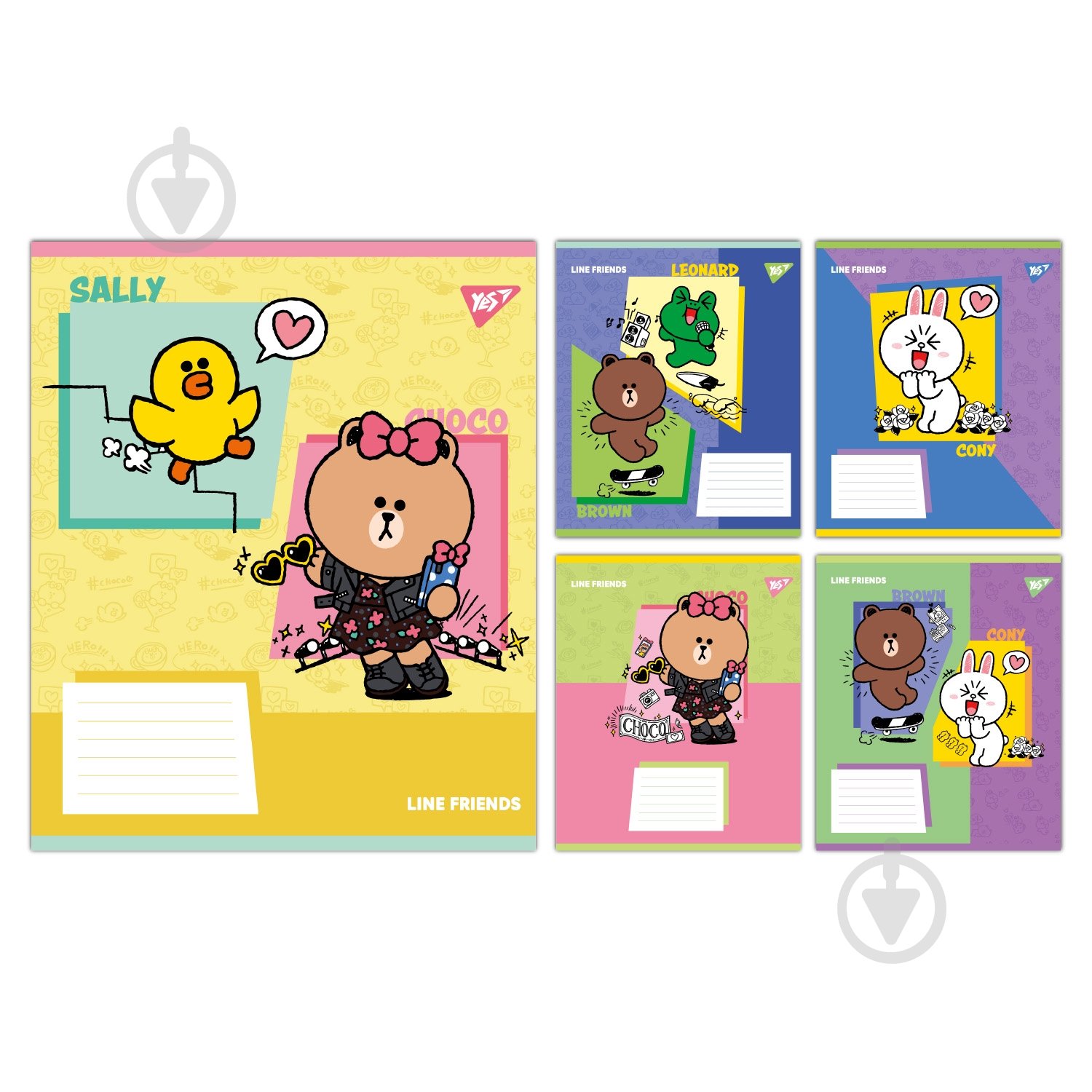 Набір шкільних зошитів Line Friends Funny 24 аркуші лінія 5 шт. YES - фото 1 Набір шкільних зошитів Line Friends Funny 24 аркуші лінія 5 шт. YES - фото 1