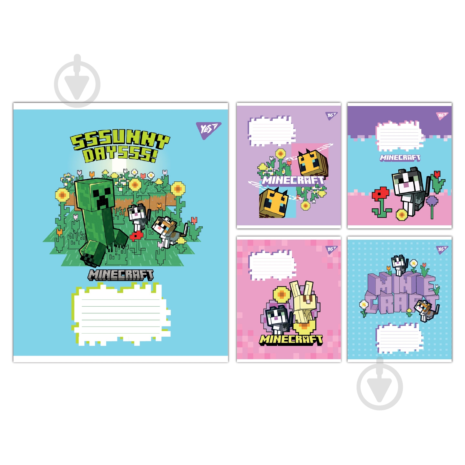 Набір шкільних зошитів Minecraft Flowers 24 аркуші лінія 5 шт. YES - фото 1