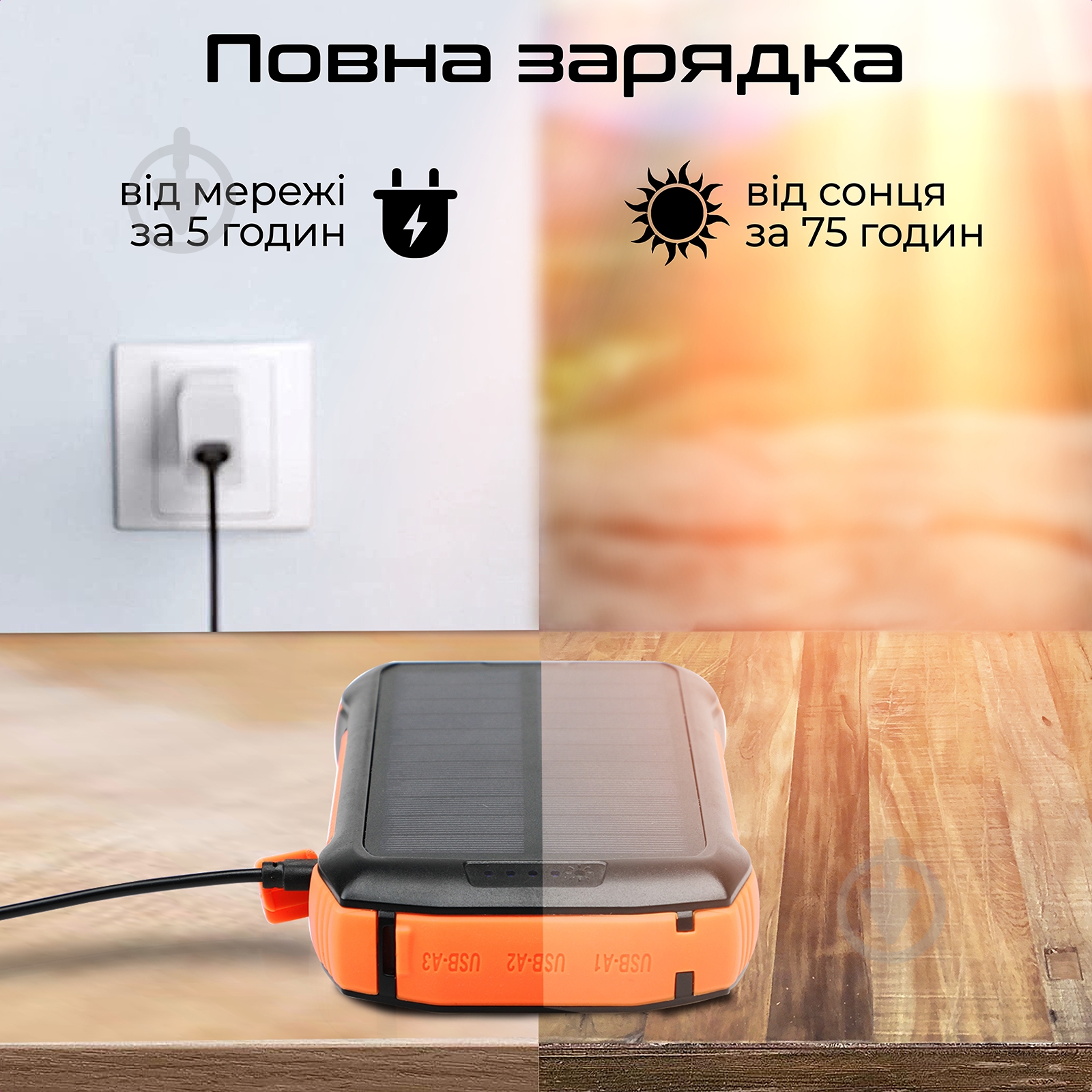 Повербанк із сонячною панеллю Promate 20000 mAh black (solartank-20pdqi.black) - фото 8