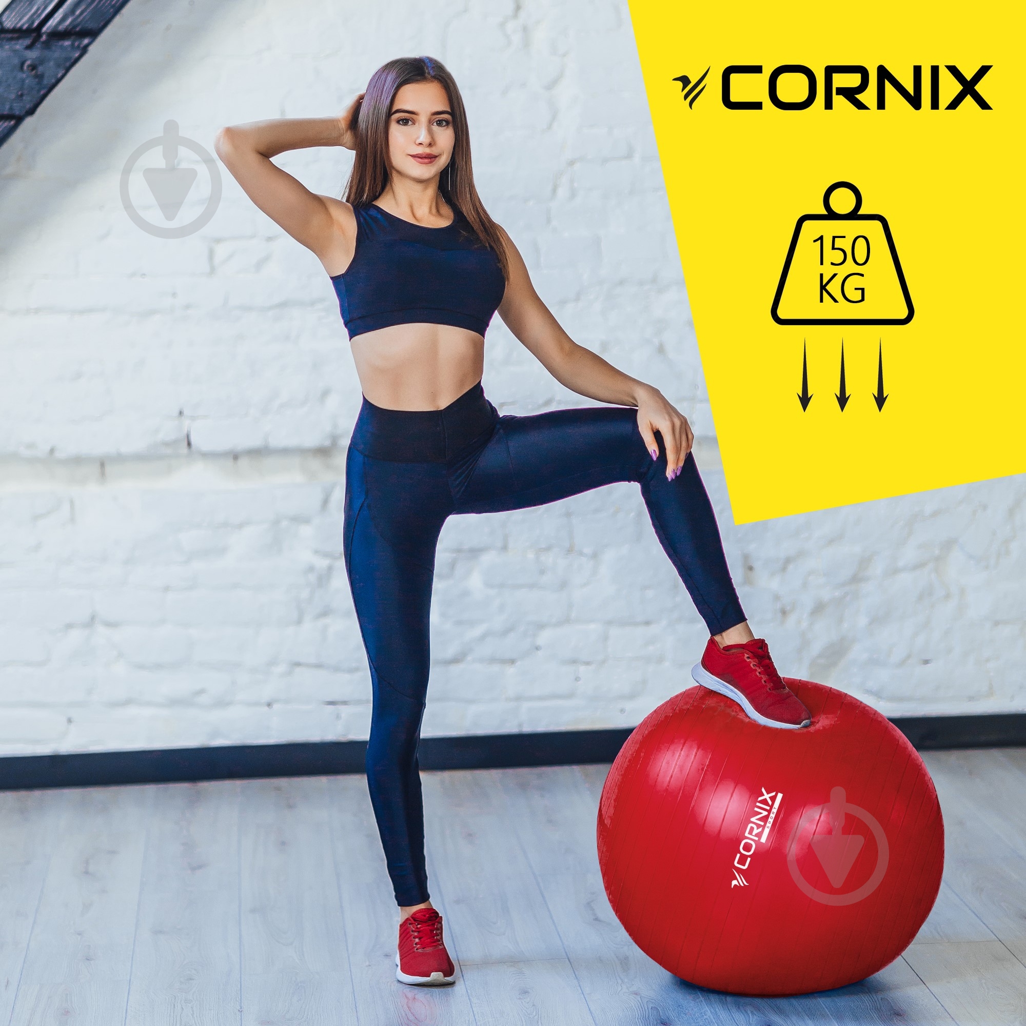 М'яч для фітнесу Cornix Anti-Burst Red d55 см XR-0018 - фото 3 М'яч для фітнесу Cornix Anti-Burst Red d55 см XR-0018 - фото 3