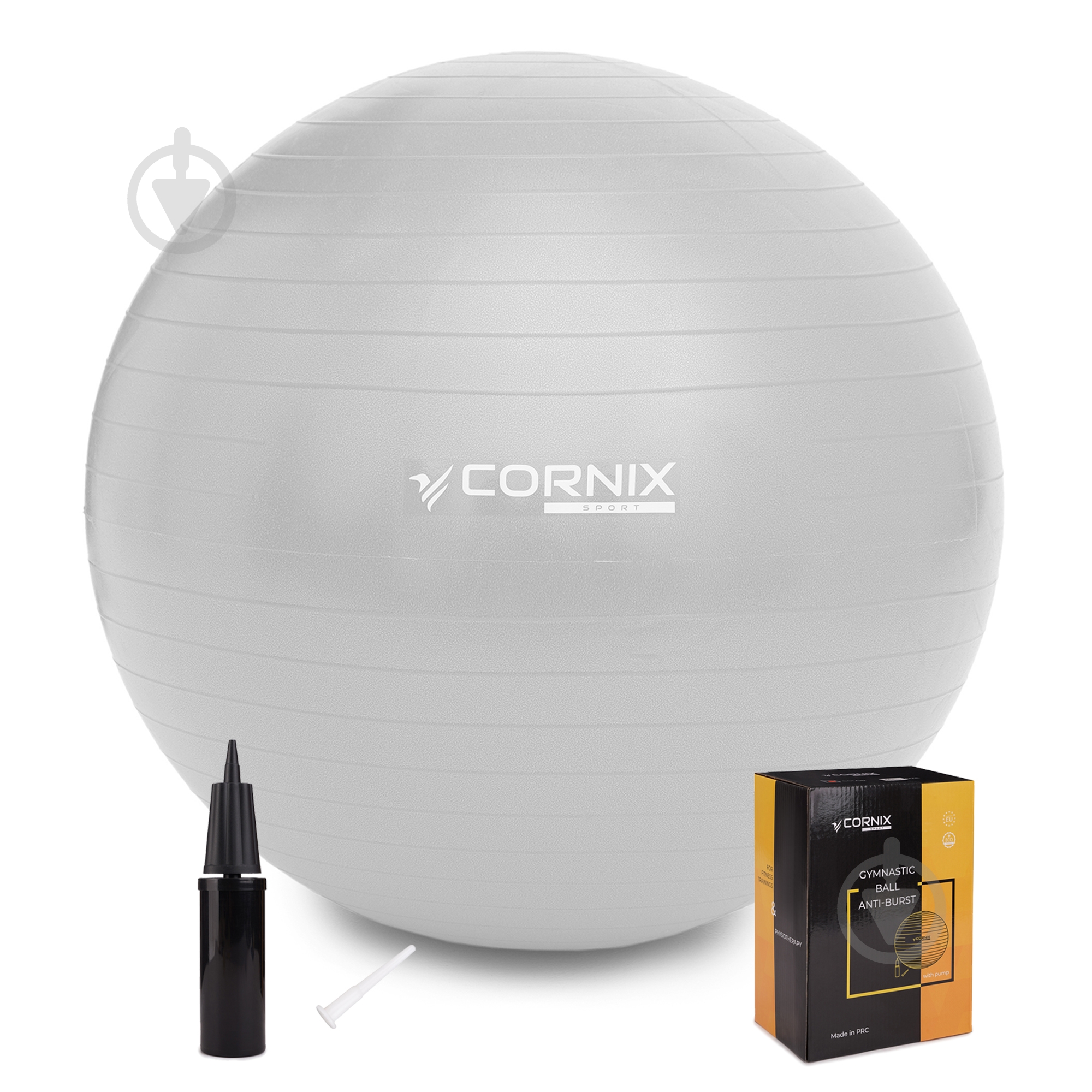 М'яч для фітнесу Cornix Anti-Burst Silver d65 см XR-0362 - фото 1 М'яч для фітнесу Cornix Anti-Burst Silver d65 см XR-0362 - фото 1