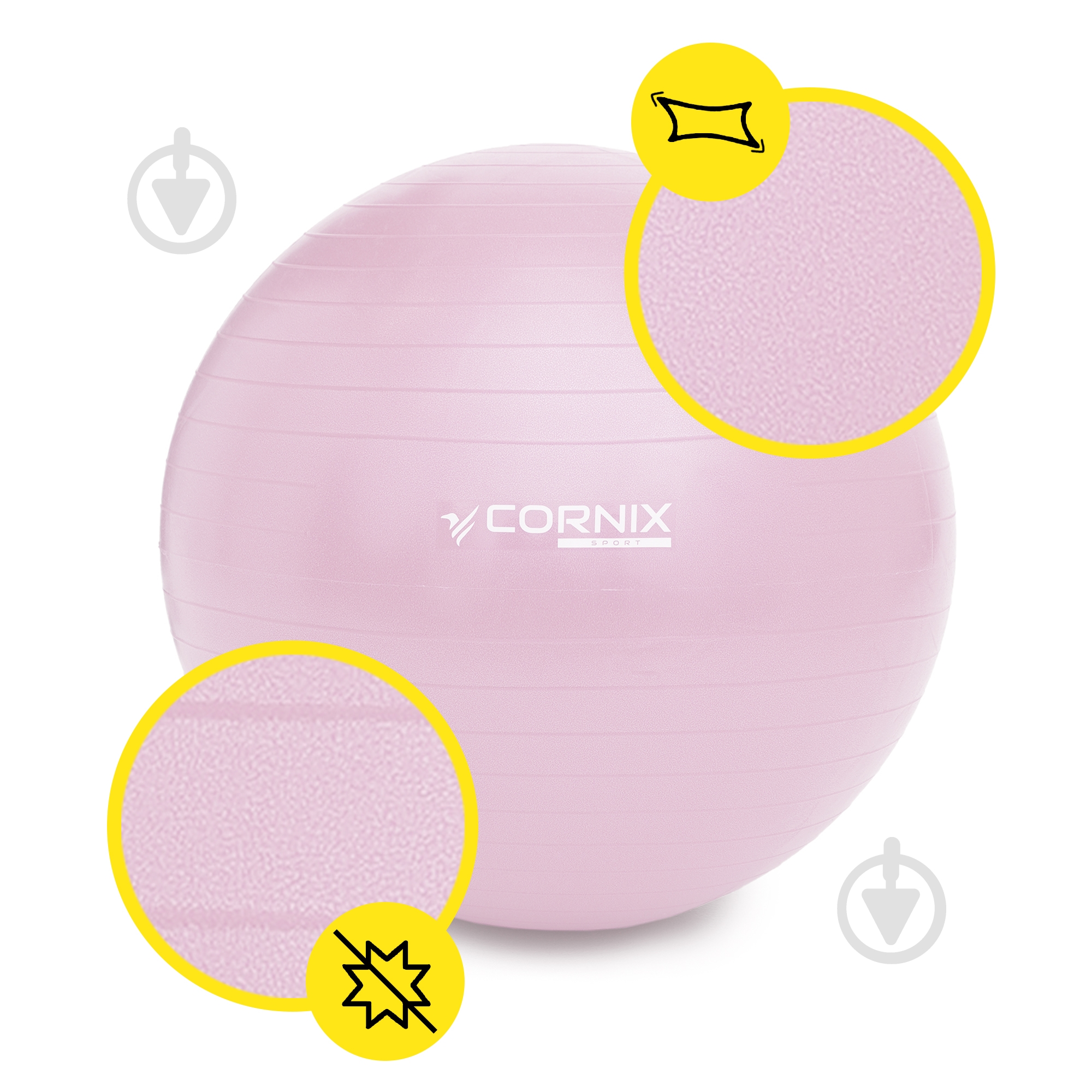 М'яч для фітнесу Cornix Anti-Burst Light Pink d65 см XR-0364 - фото 2 М'яч для фітнесу Cornix Anti-Burst Light Pink d65 см XR-0364 - фото 2