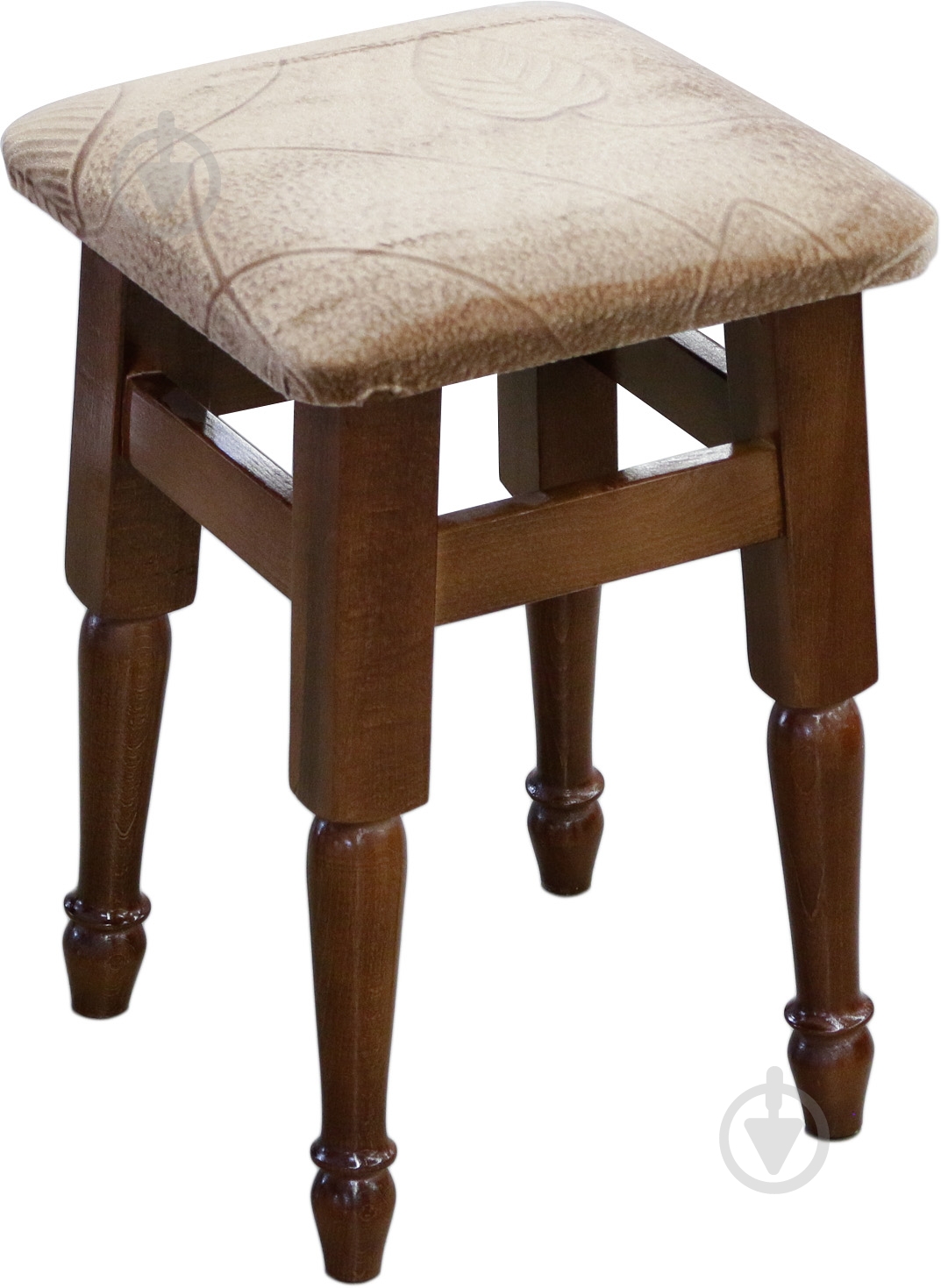 Табурет с тканевым сидением бежевый / бук - фото 1