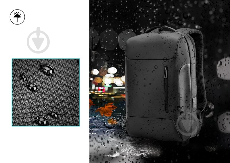 Рюкзак Gelius 15.6" black (00000095734) Backpack Waterproof Protector 3 GP-BP008 - фото 8