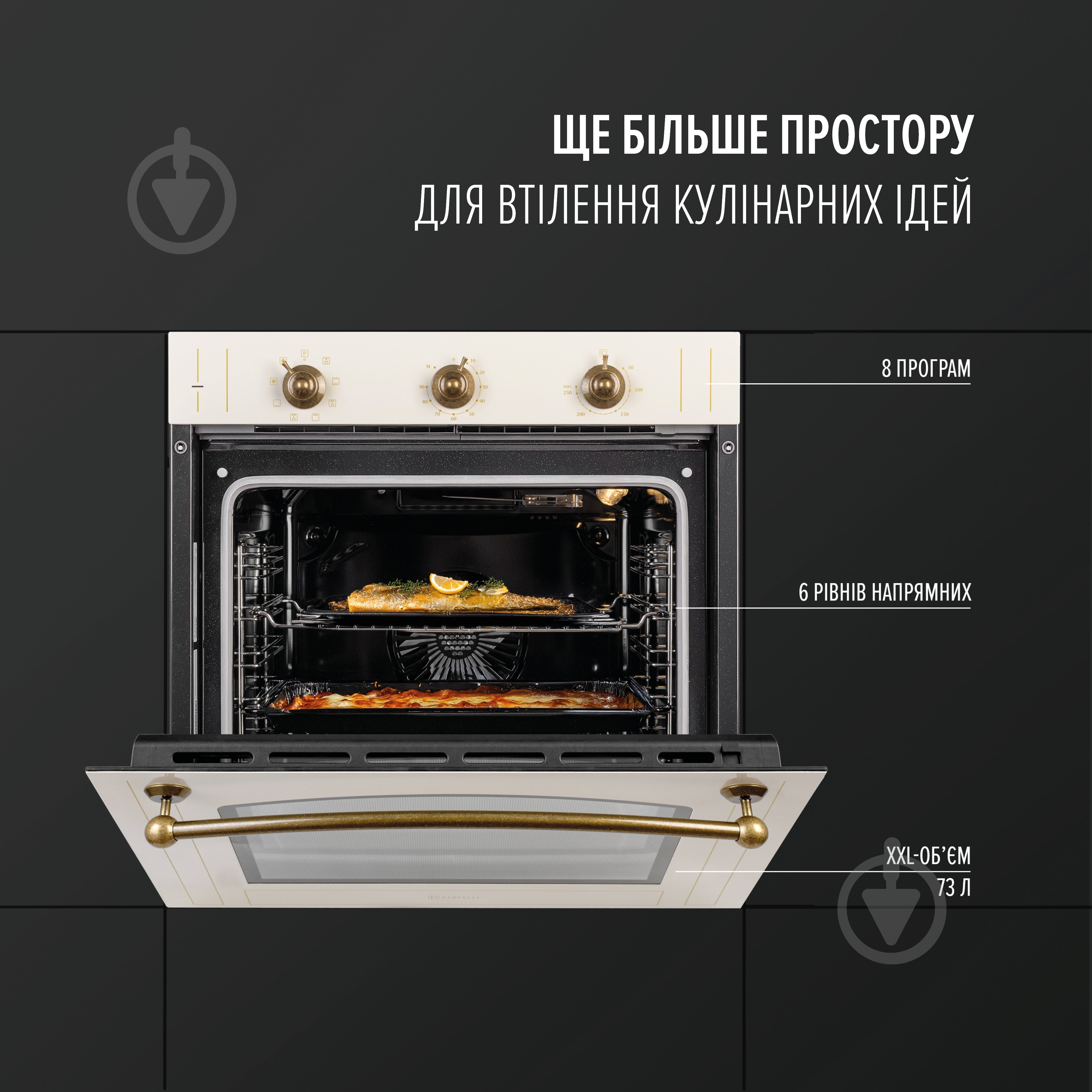 Духовой шкаф Perfelli RETRO 6M8L BEIGE - фото 2