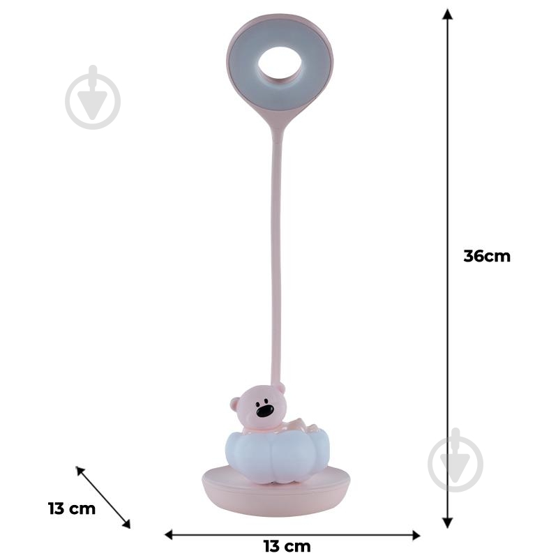 Настольная лампа KITE LED Cloudy Bear 2,5 Вт розовый K24-493-2-2 - фото 3