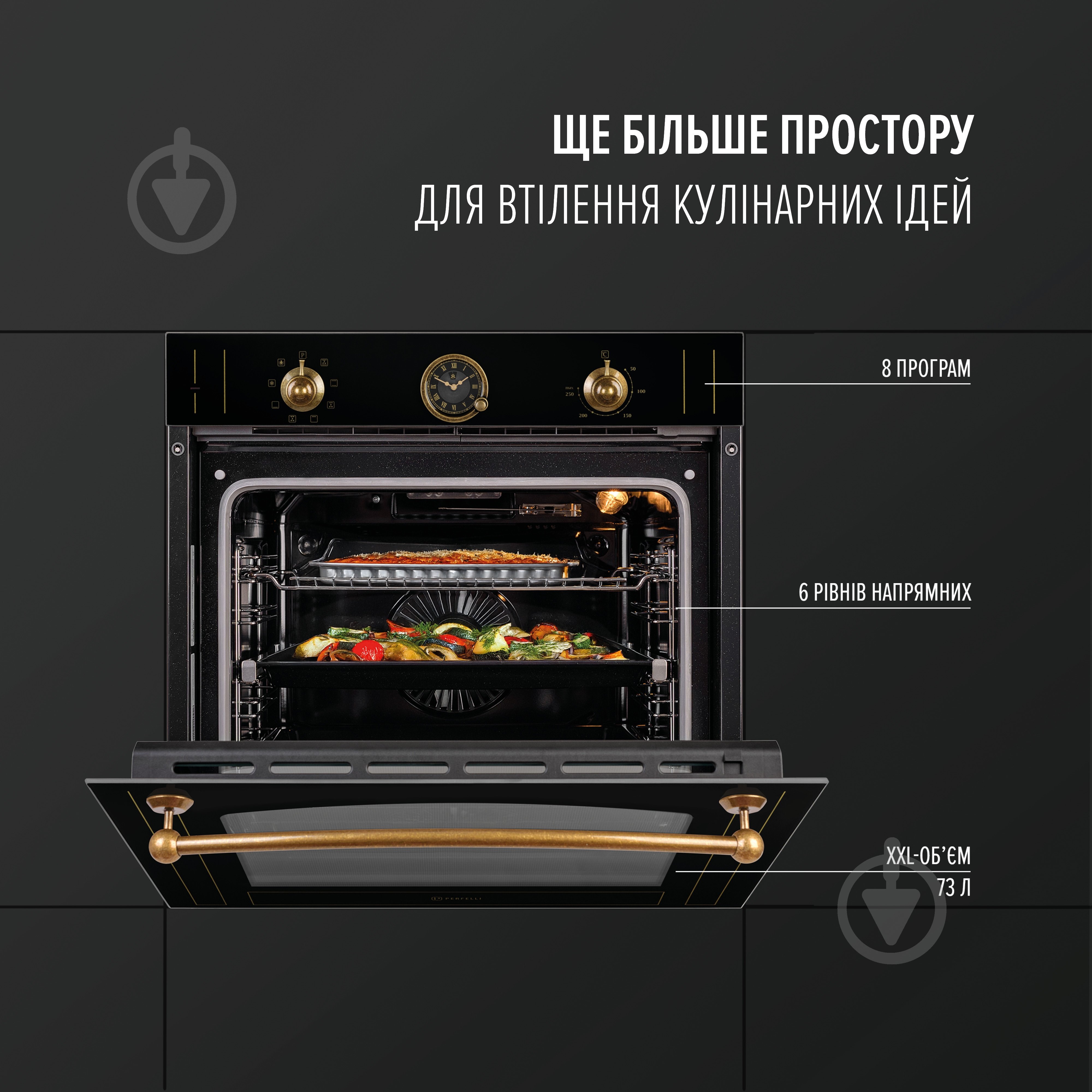 Духовой шкаф Perfelli VINTAGE 6A8N NERO - фото 2