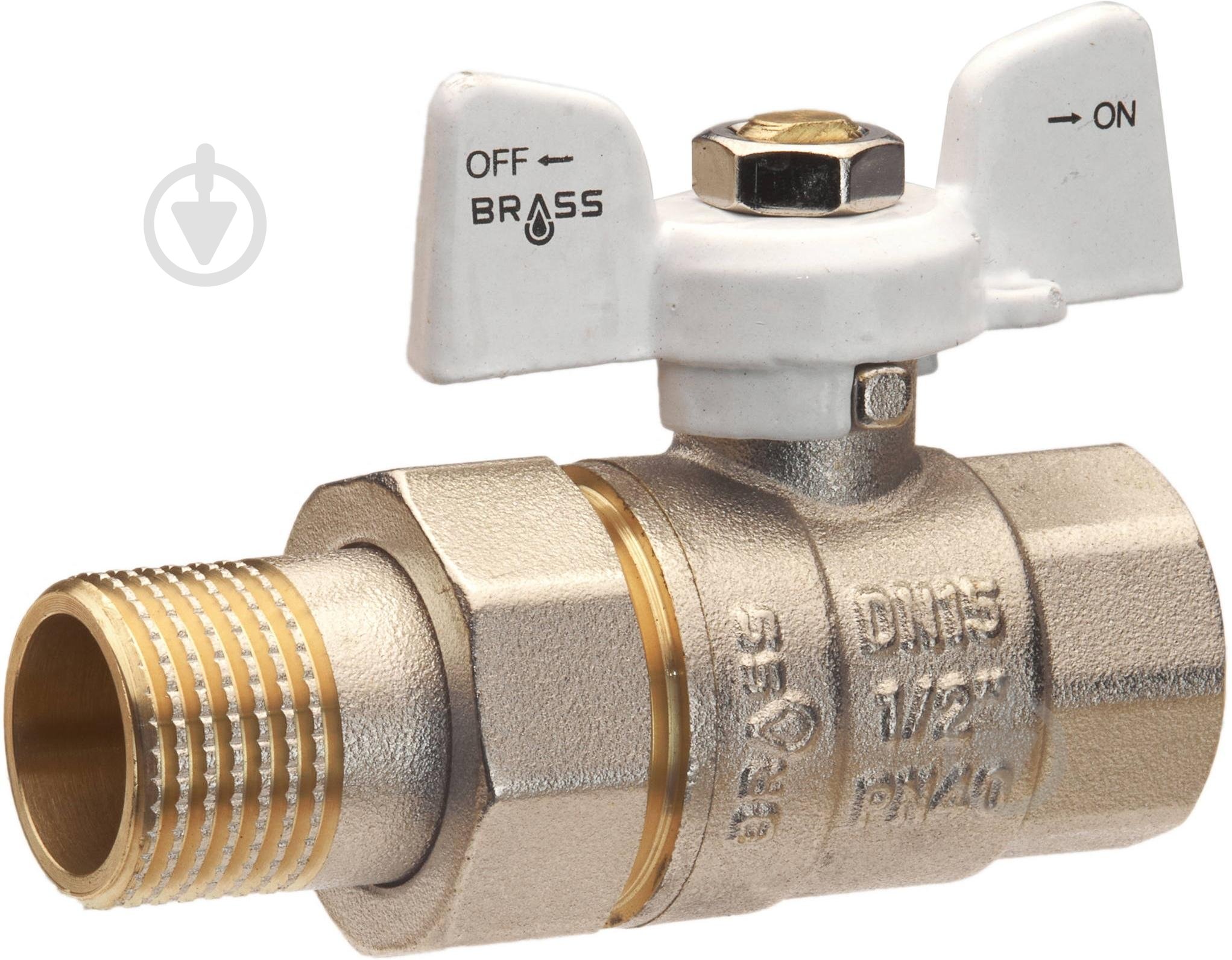 Кран с американкой Brass 25 1' белая бабочка - фото 1