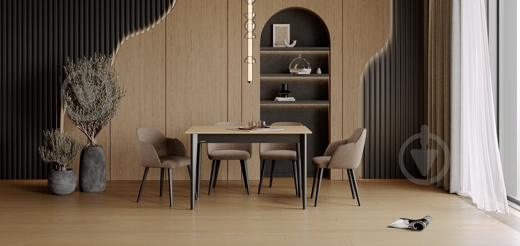 Стол обеденный SOFALINO BOSCO 1200(1200)x800x750мм натуральный/черный - фото 6 Стол обеденный SOFALINO BOSCO 1200(1200)x800x750мм натуральный/черный - фото 6