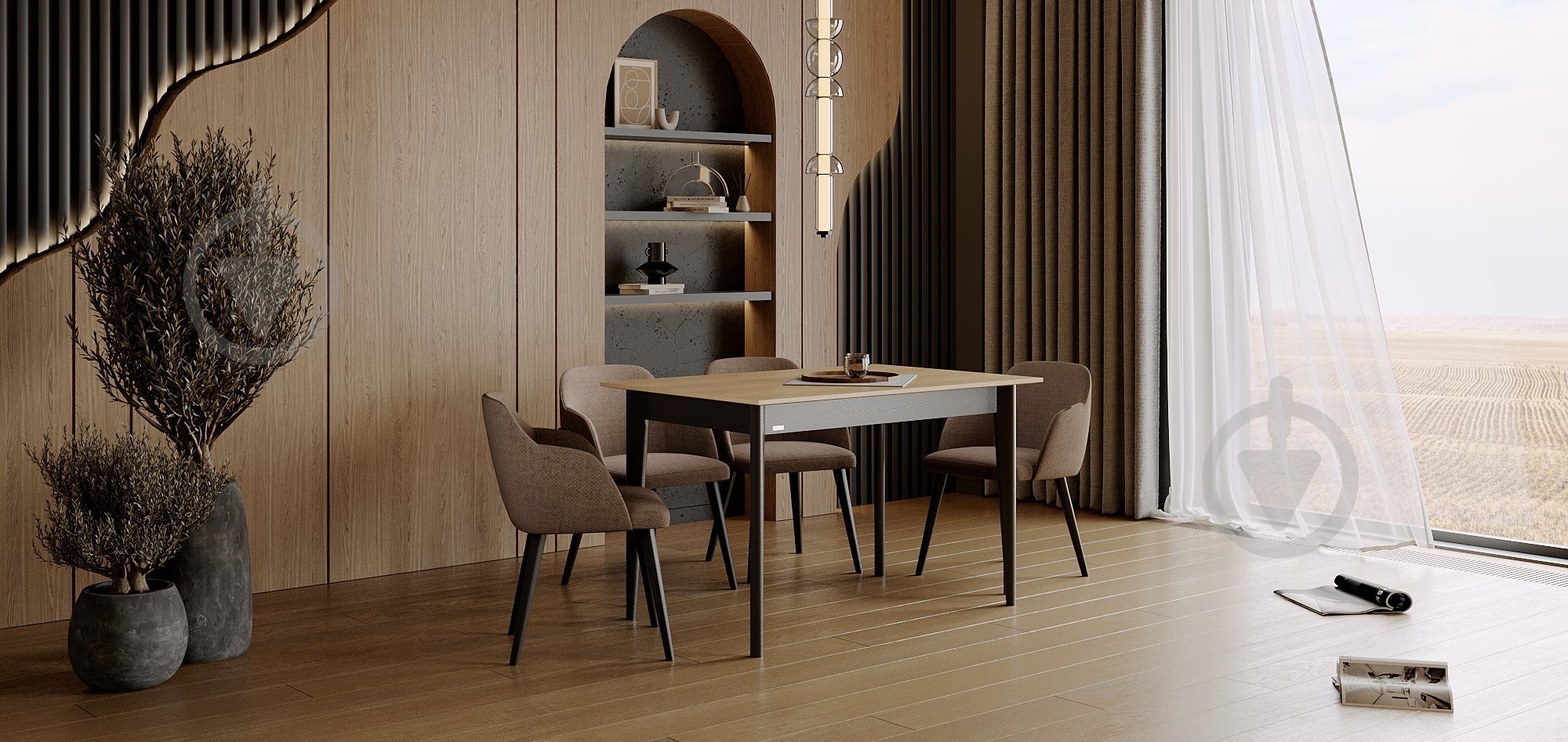 Стол обеденный SOFALINO BOSCO 1200(1200)x800x750мм натуральный/черный - фото 5 Стол обеденный SOFALINO BOSCO 1200(1200)x800x750мм натуральный/черный - фото 5