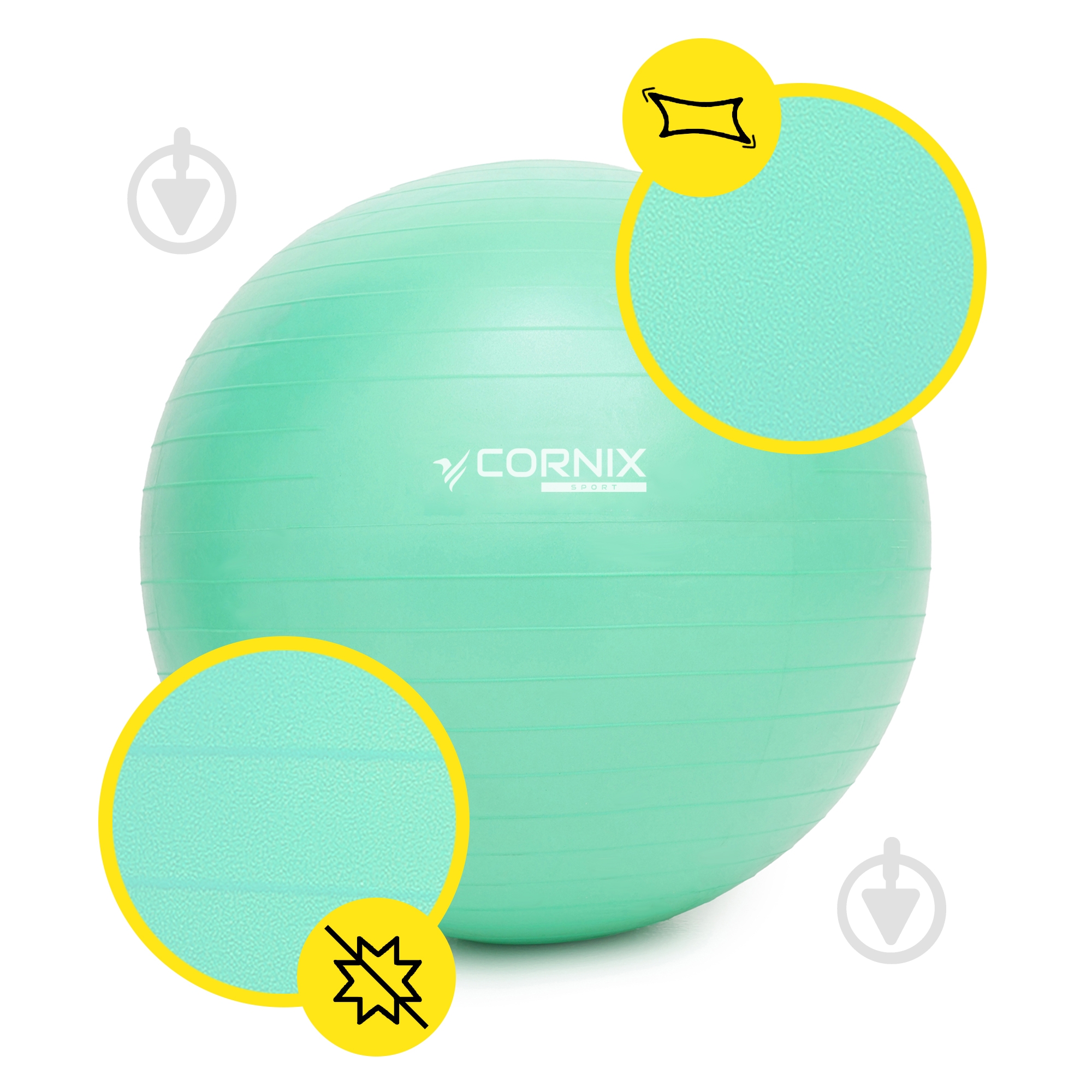 М'яч для фітнесу Cornix Anti-Burst Mint d85 см XR-0369 - фото 8 М'яч для фітнесу Cornix Anti-Burst Mint d85 см XR-0369 - фото 8