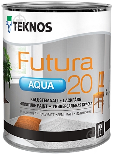 Емаль TEKNOS Futura AQUA 20 база 1 напівмат 2,7 л - фото 2