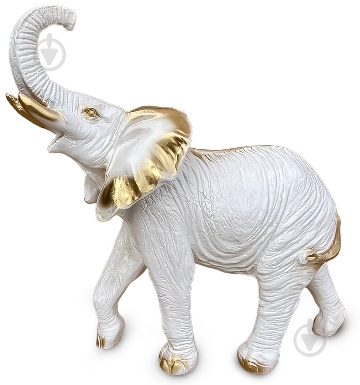 Статуетка декоративна Слон С біле золото 26х12х12 см білий - фото 1