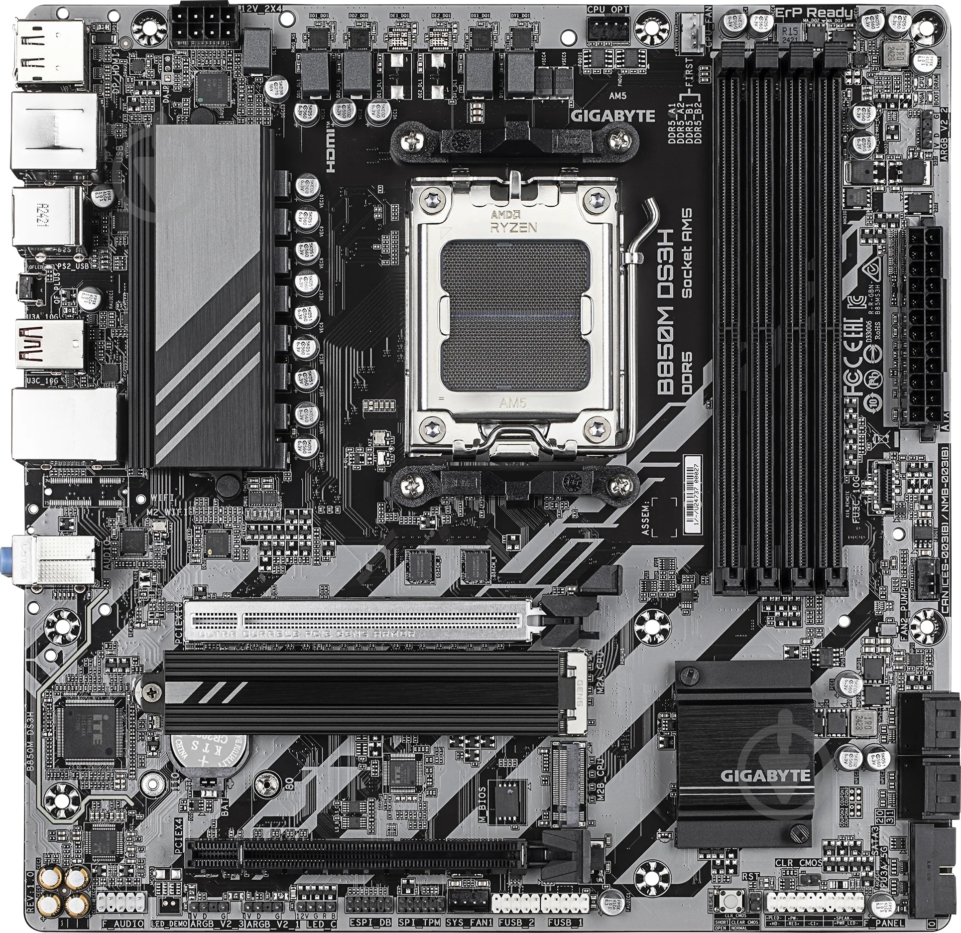 Материнська плата Gigabyte B850M_DS3H (Socket AM5, AMD B850, micro ATX) - фото 2