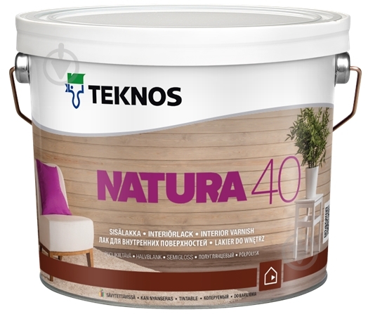 Лак акриловий NATURA 40 TEKNOS напівглянець 2,7 л безбарвний - фото 1