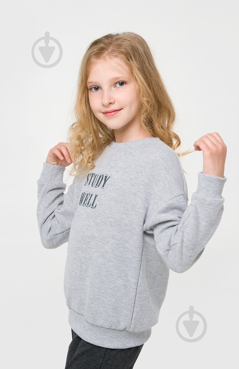 Свитшот для девочки Smil р.128 серый меланж 116535 - фото 2 Свитшот для девочки Smil р.128 серый меланж 116535 - фото 2