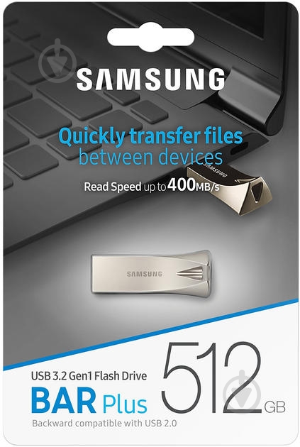Накопичувач Samsung Bar Plus 512 ГБ USB 3.1 silver (MUF-512BE3/APC) - фото 9 Накопичувач Samsung Bar Plus 512 ГБ USB 3.1 silver (MUF-512BE3/APC) - фото 9