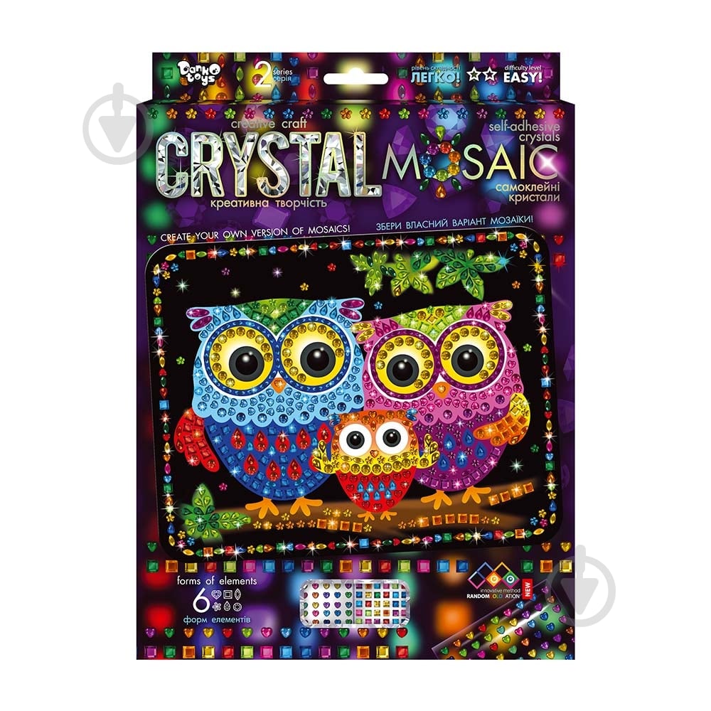 Набір для занять мозаїкою Danko Toys Crystal Mosaic с.2 №10 сови CRM-02-10 - фото 1